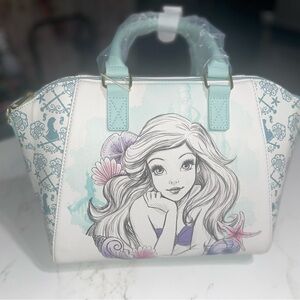 Loungefly Ariel Illustrated Satchel in Mint & White